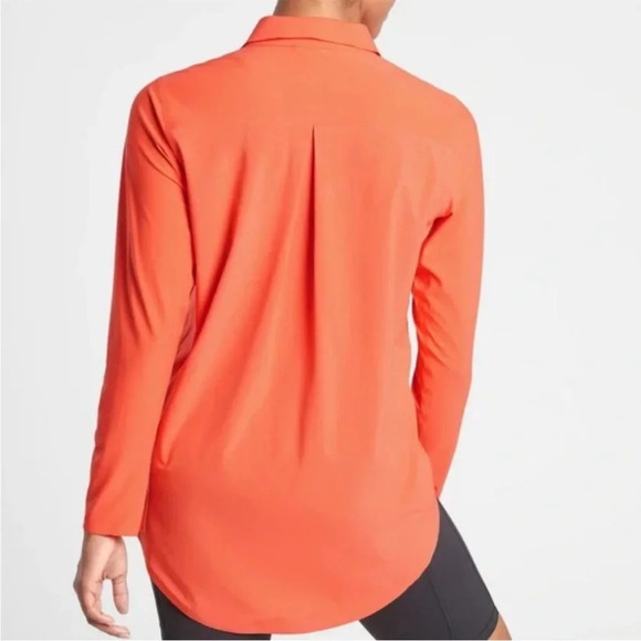 NWT ATHLETA Urbanite Orange UPF 50 Buttondown Top - Picture 4 of 13
